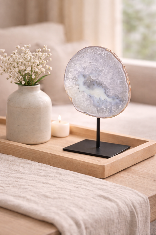 Agaatschijf met kwartsdruzy